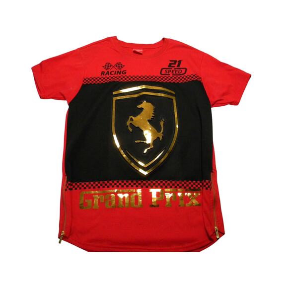 Victorious Racing Graphic Tee Men's XL Red Black Gold Horse Speed Streetwear - Picture 1 of 7